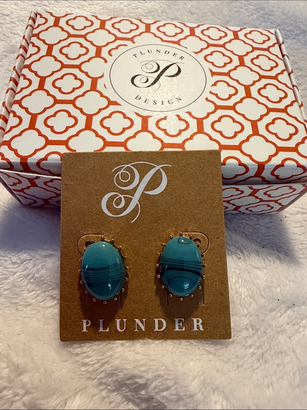 Plunder Teal Oval Stone Stud Earrings